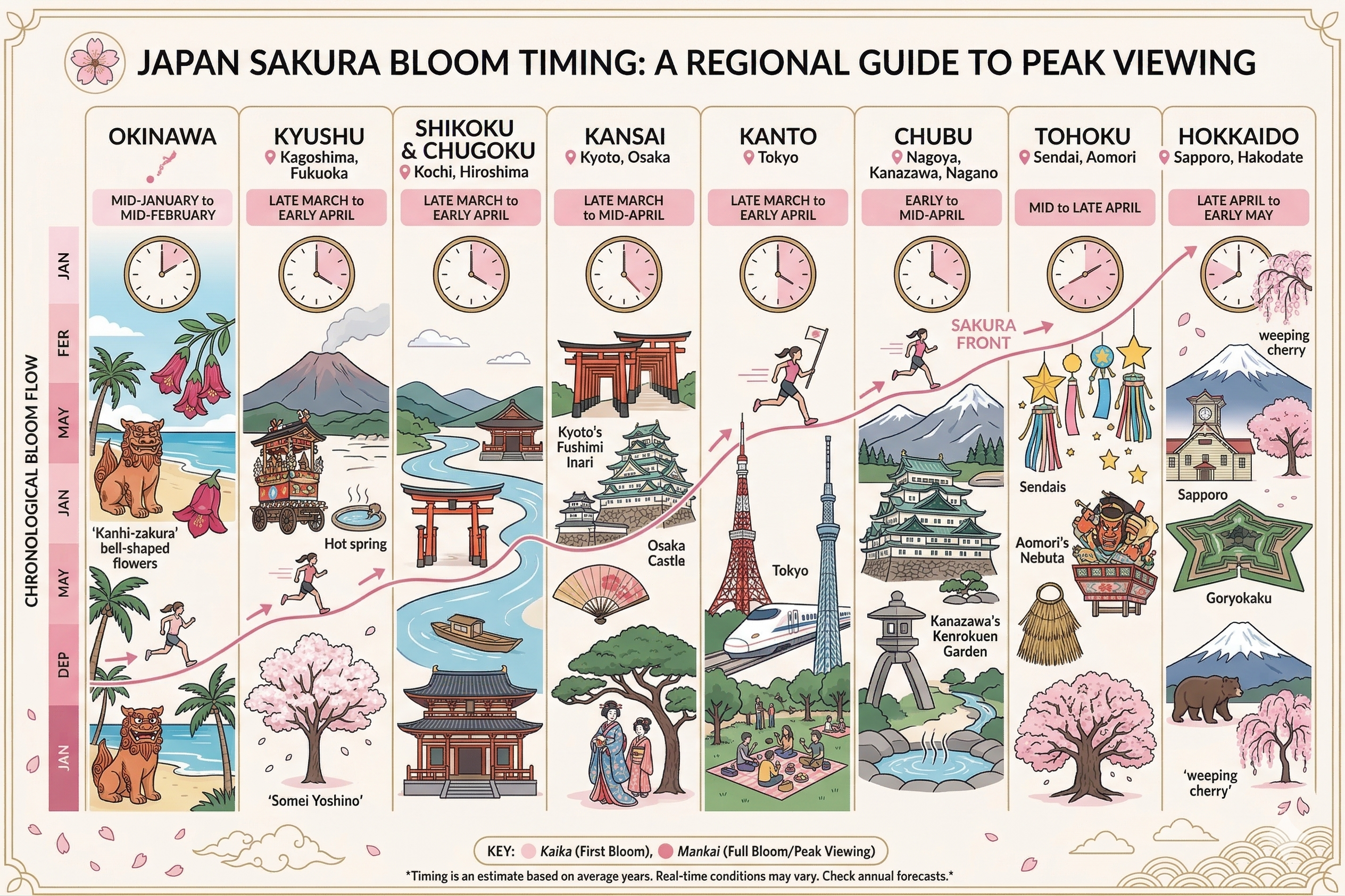 Regional sakura bloom timing guide